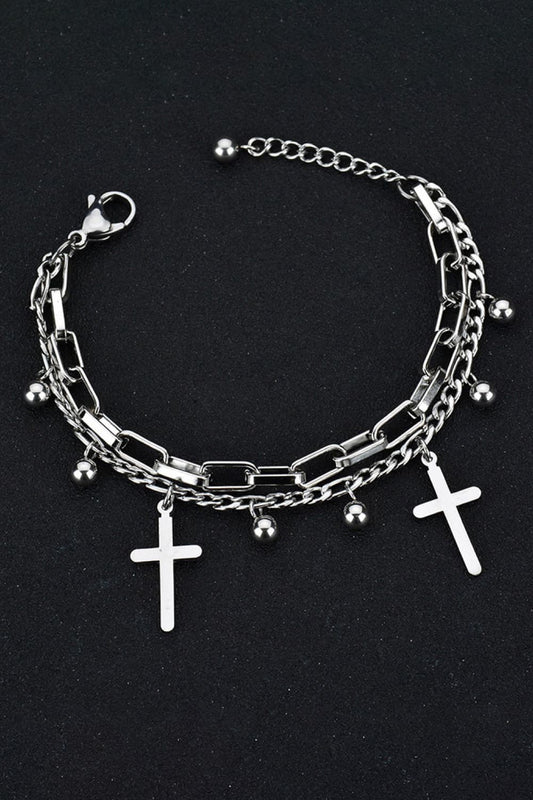 Cross Layered Stainless Steel Bracelet