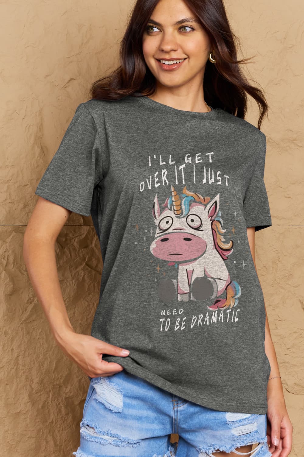 Simply Love Full Size I'LL GET OVER IT I JUST NEED TO BE DRAMATIC Graphic Cotton Tee